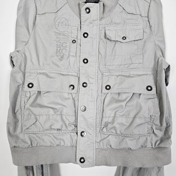 Ecko Red Y2K 100% Cotton Pockets Womens XL Long Sleeve Gray Button Jacket - Picture 3 of 8